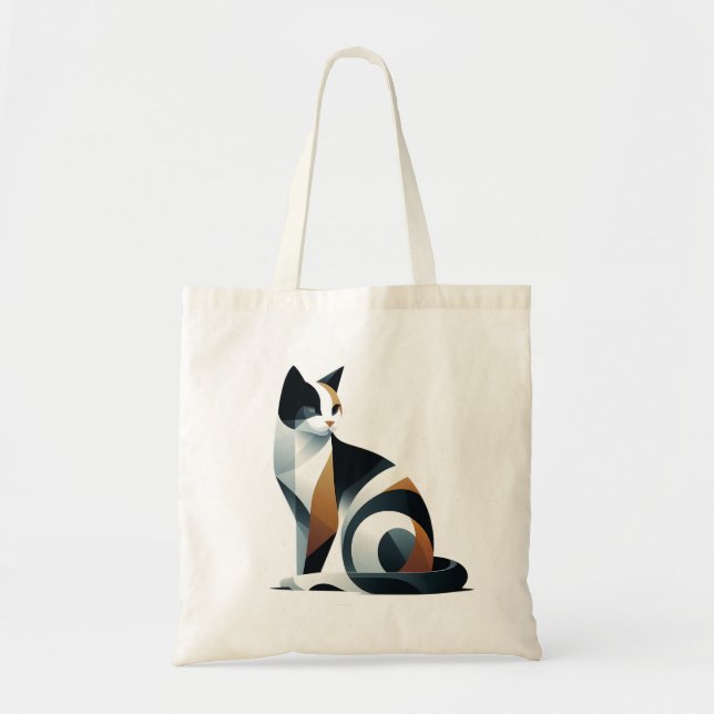 Cute calico cat watercolor tote bag (Front)