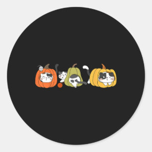 Cute Calico Cats In Pumpkin - Thanksgiving Cute Au Classic Round Sticker