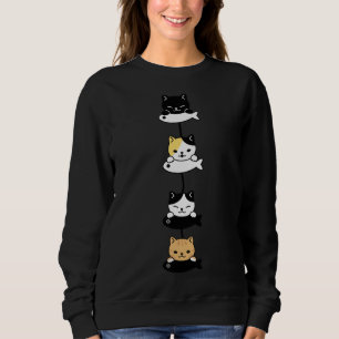 Cute Calico Kittens Eating Fish Sweatshirt