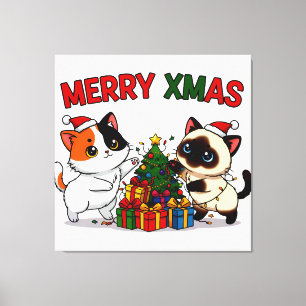 Cute Calico & Siamese Kitten Gift Canvas Print