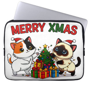 Cute Calico & Siamese Kitten Gift Laptop Sleeve