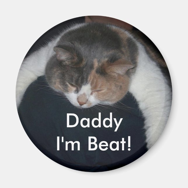Cute Calico Sleeping Cat Over Shoulder Magnet (Front)