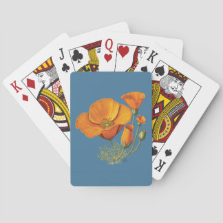 Cute California Poppy Flower Vintage Playing Cards