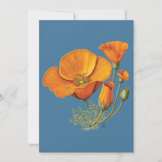 Cute California Poppy Flower Vintage Style Card