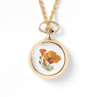 Cute California Poppy Flower Vintage Style Watch