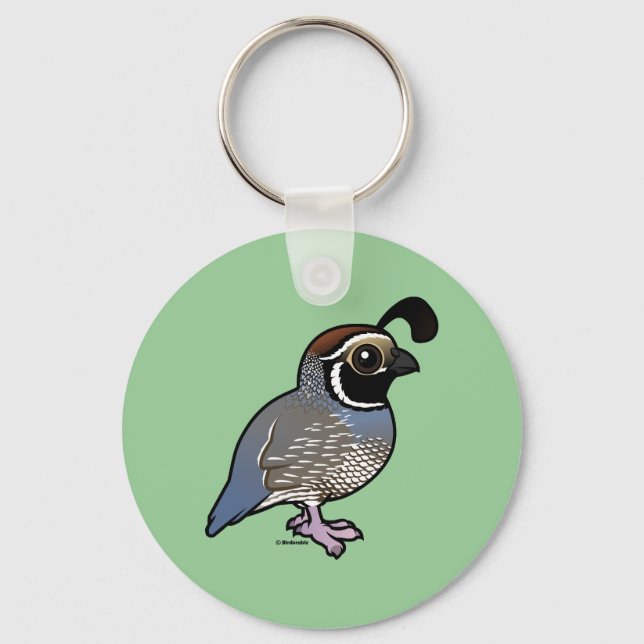 Cute California Quail Key Ring (Front)