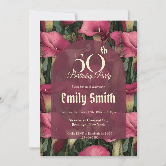 Cute Call Lilies Fantasy 10Th Birthday Invitation (Front)