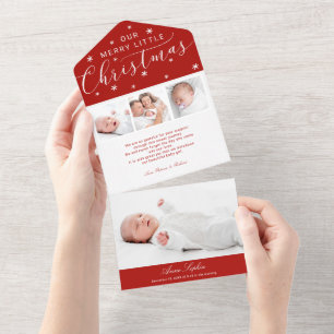 Cute Calligraphy 4 Photos Birth Announcement