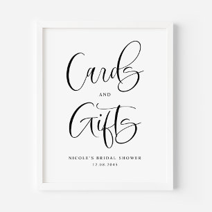 Cute Calligraphy Bridal Shower Cards and Gifts Poster