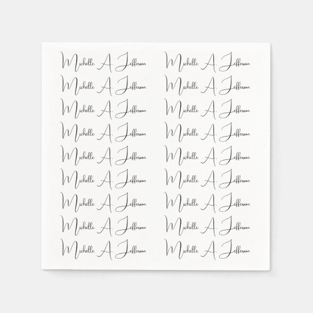 Cute Calligraphy Creative Trendy Custom Name Napkin (Front)