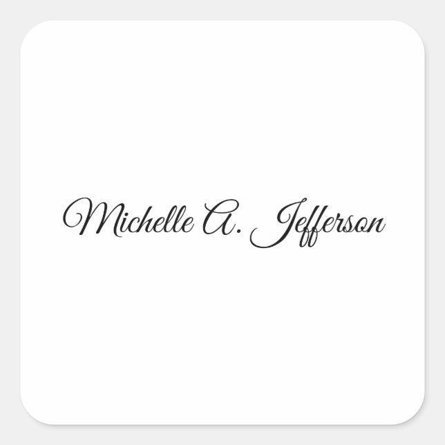 Cute Calligraphy Creative Trendy Custom Name Square Sticker (Front)