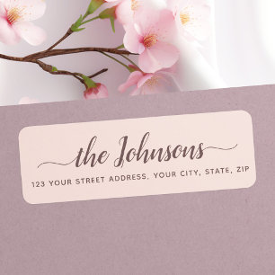 Cute calligraphy script blush pink return address