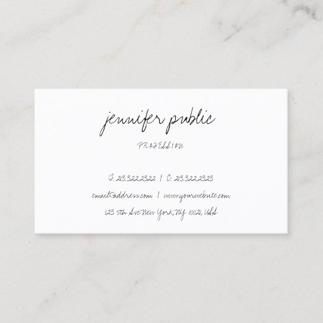 Cute Calligraphy Script Text Modern Simple Trendy Business Card (Front)