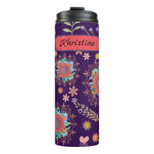 Cute Calssic Personalised Floral Thermal Tumbler