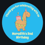 Cute Camel Cartoon Birthday Cake Kids Party Classic Round Sticker<br><div class="desc">Cute party favours for kids,  boys or girls who love animals. Perfect for kids birthday party,  party favours and thank you label. You can also customise the text for baby shower or other occasion and party.</div>