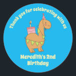 Cute Camel Cartoon Birthday Cake Kids Party Classic Round Sticker<br><div class="desc">Cute party favours for kids,  boys or girls who love animals. Perfect for kids birthday party,  party favours and thank you label. You can also customise the text for baby shower or other occasion and party.</div>