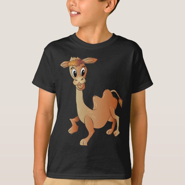 Cute Camel Cartoon Character T-Shirt (Front)