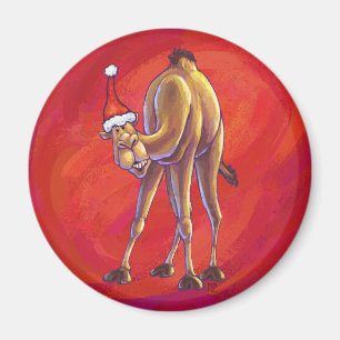 Cute Camel Christmas On Red Magnet