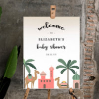 Cute Camel Desert Baby Shower Welcome Poster