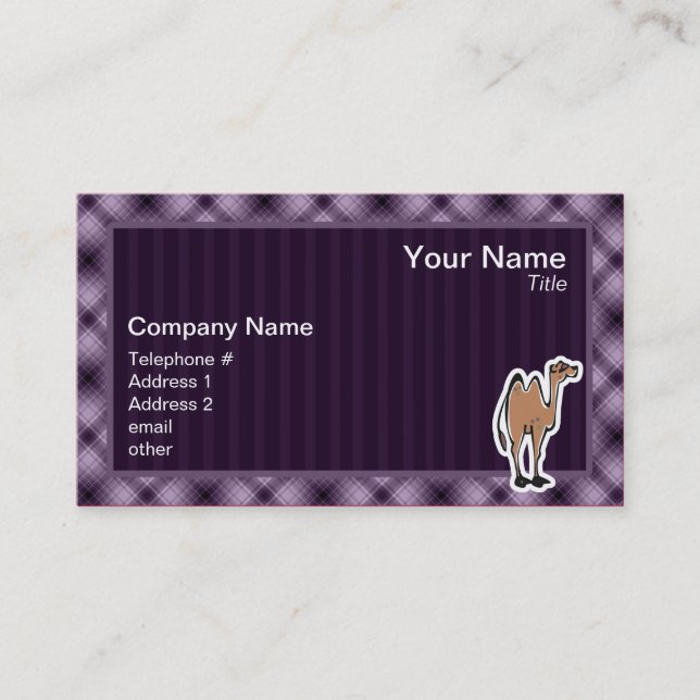 Cute Camel; Purple Business Card (Front)