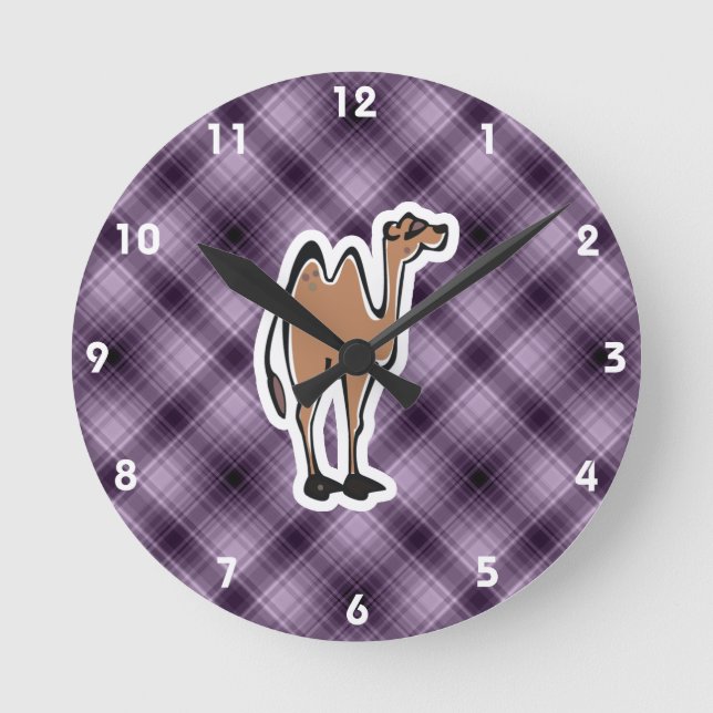 Cute Camel; Purple Round Clock (Front)