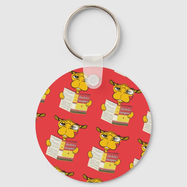 Cute Camel Reading a Book (Adult) Key Chain (Front)