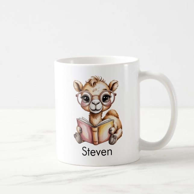 Cute Camel Reading a Book Custom Coffee Mug (Right)