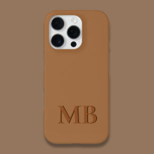Cute Camel Warm Brown Aesthetic Minimal Monogram  