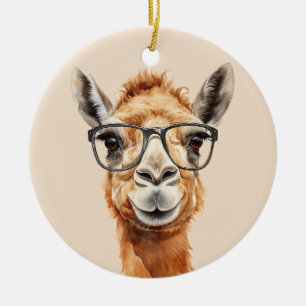 Cute camel with glasses ceramic tree decoration
