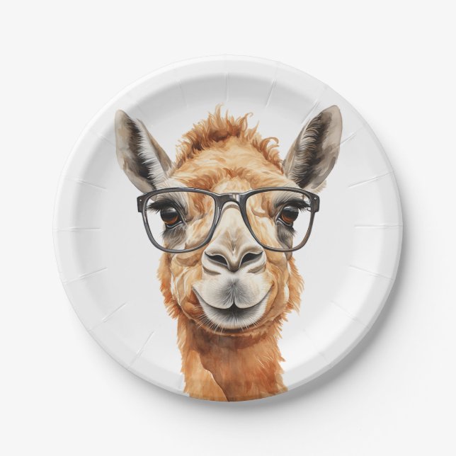 Cute camel with glasses paper plate (Front)