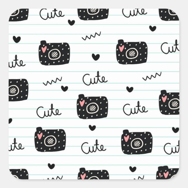 Cute Camera Photography Lovers Square Sticker (Front)