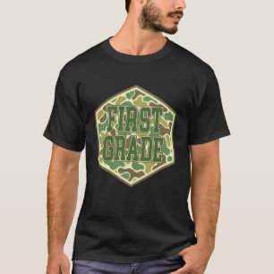 Cute Camo First Grade Back To School Funny Teacher T-Shirt