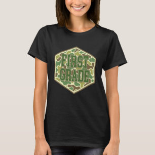Cute Camo First Grade Back To School Funny Teacher T-Shirt