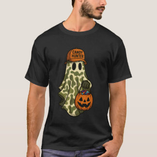 Cute Camo Halloween Ghost Pumpkin Candy Hunter Spo T-Shirt