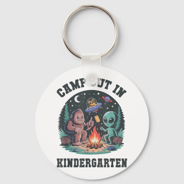 Cute Camp Out In Kindergarten Tiny Bigfoot Campgro Key Ring (Front)