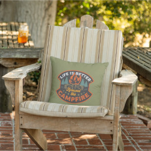 cute camper campfire word art cushion