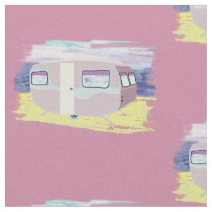 Cute Camper on Beach Fabric