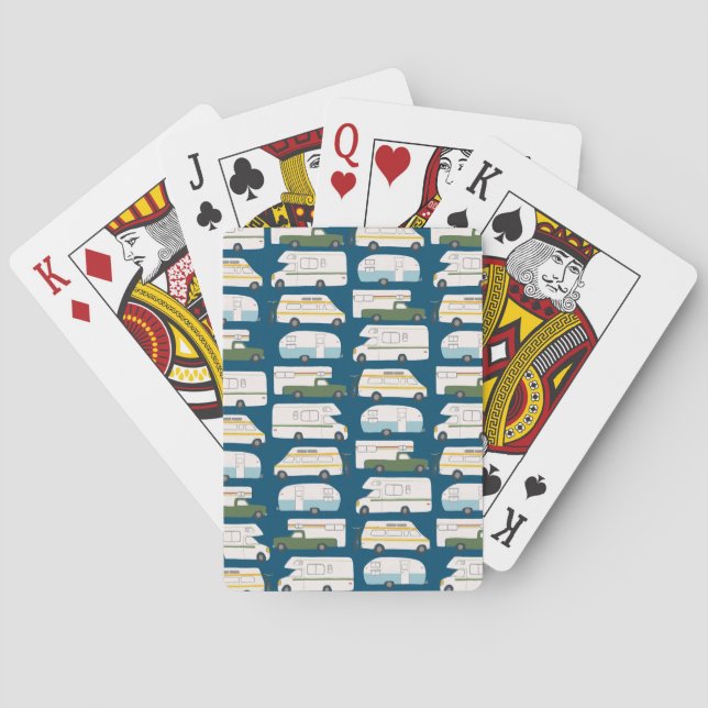 Cute Campers Vintage Trailers RV Vanlife Motorhome Playing Cards (Back)
