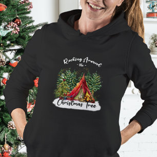 Cute Campfire Red Green Modern Christmas Tree Hoodie