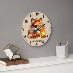Cute camping adventure time fox add text large clock