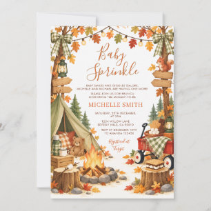 Cute Camping Baby Shower Fall Autumn Baby Sprinkle Invitation