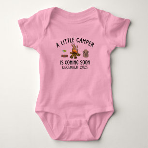 Cute Camping Infant Little Camper Is Coming Soon Baby Bodysuit