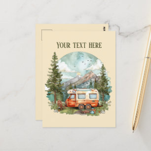 Cute camping lovers add message postcard