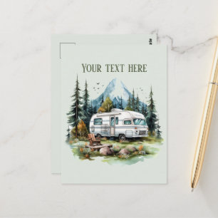 Cute camping lovers add text  postcard