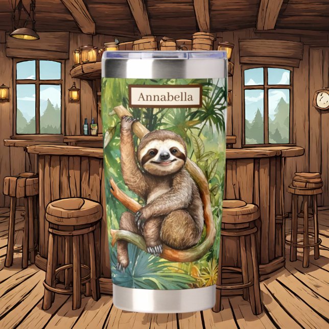 Cute Camping sloth add name  Insulated Tumbler (Creator Uploaded)