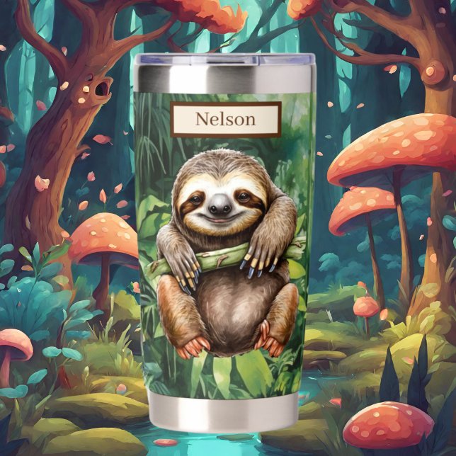 Cute Camping sloth add name  Insulated Tumbler (Creator Uploaded)