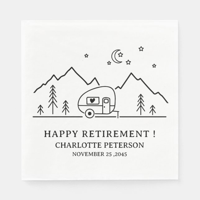 Cute Camping Theme Retirement Party Napkins (Front)