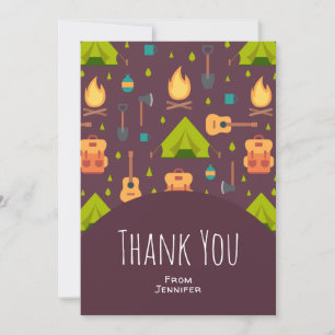 Cute Camping Themed Pattern Thank You Card