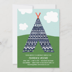 Cute Campout Boys Birthday Party Invitation