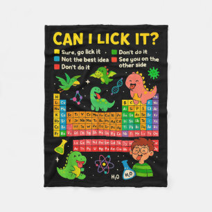 Cute Can I Lick It Dino Periodic Table Science Hum Fleece Blanket
